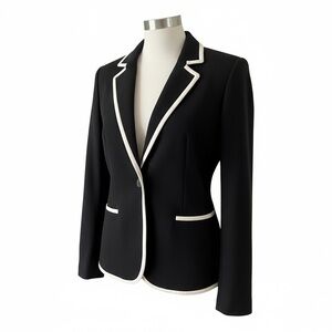 Ann Taylor Black Blazer with Cream Trim